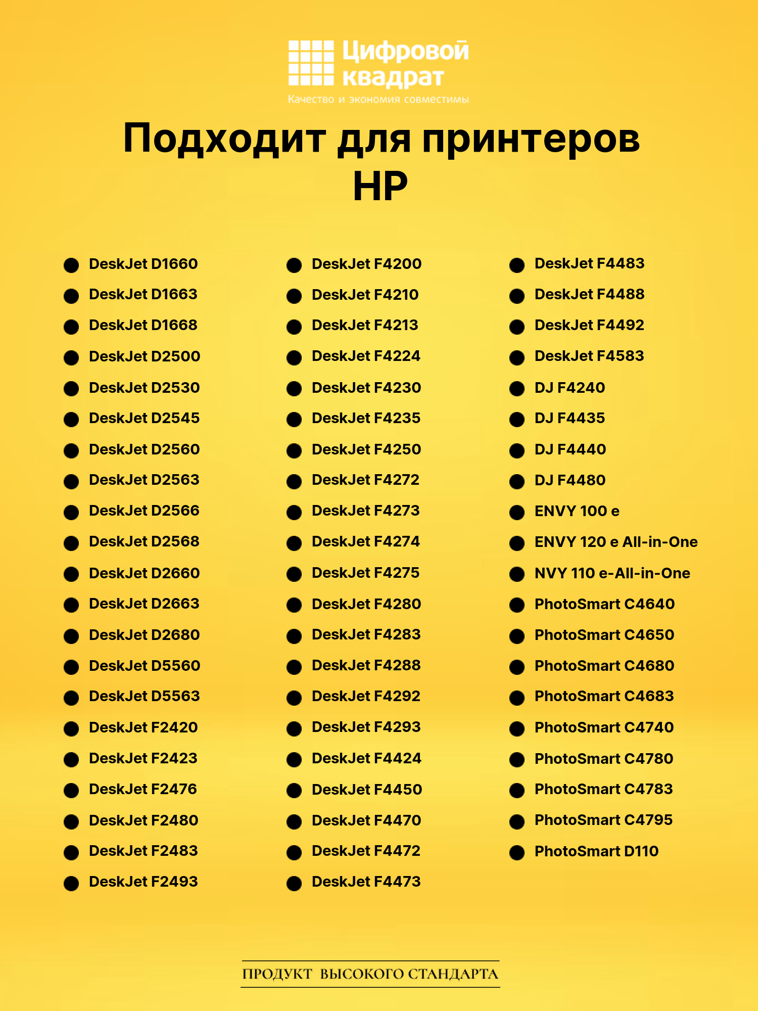 Набор картриджей №121XL HP CC641HE-CC644HE увеличенный ресурс совместимый 2