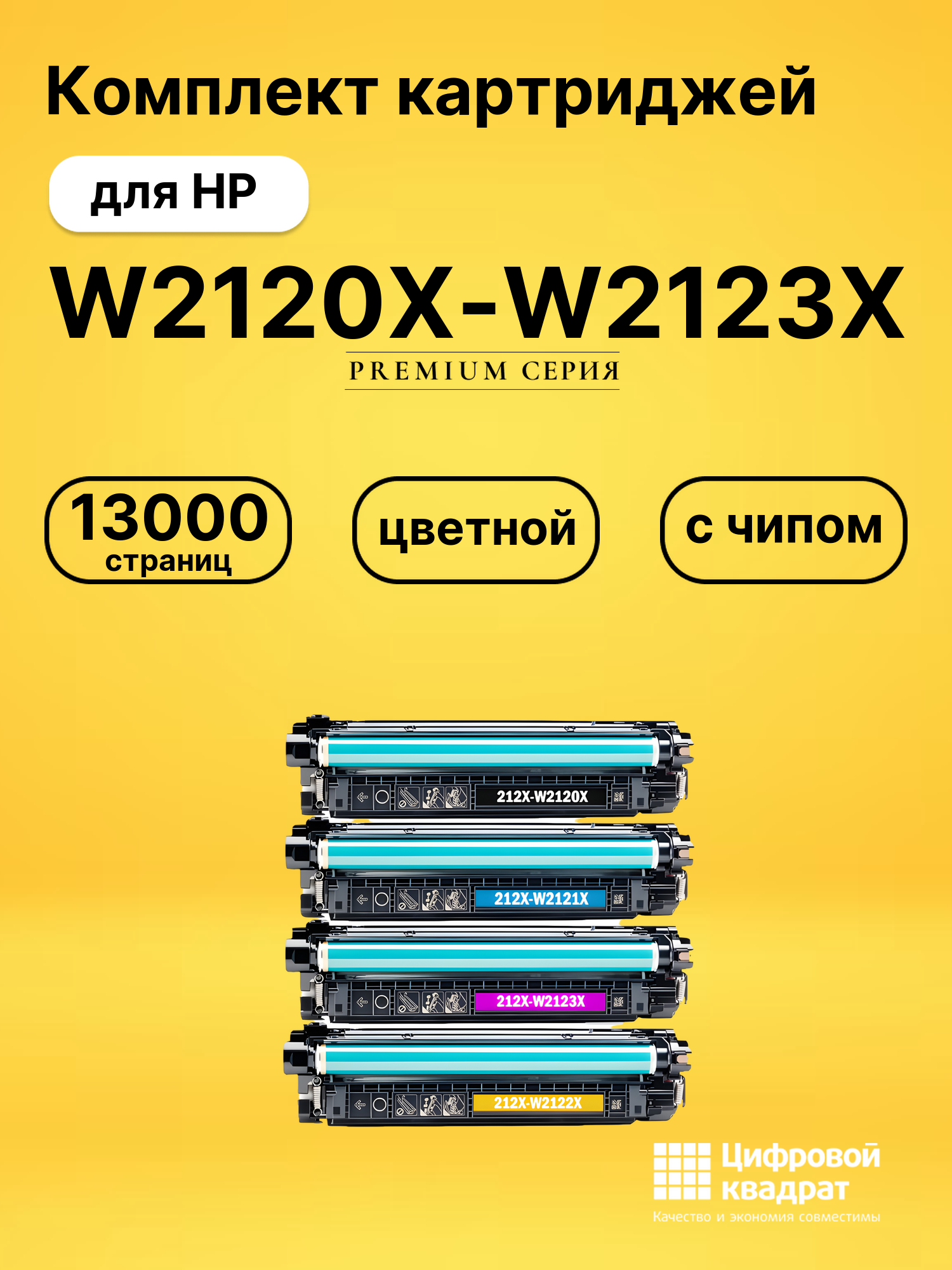 Картриджи W2120X-W2123X для HP LJ M554, LJ M555